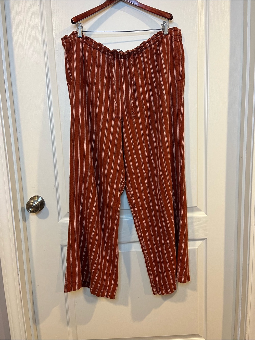 Sonoma Rust Red Striped Pull-On Wide Pants - Picture 2 of 8